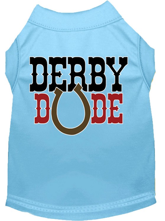 Derby Dude Screen Print Dog Shirt Baby Blue XS